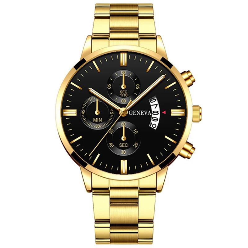 Fashion Men Black Stainless Steel Watch Luxury Calendar Quartz Wrist Watch Mens Business Watches for Man Clock Relogio Masculino