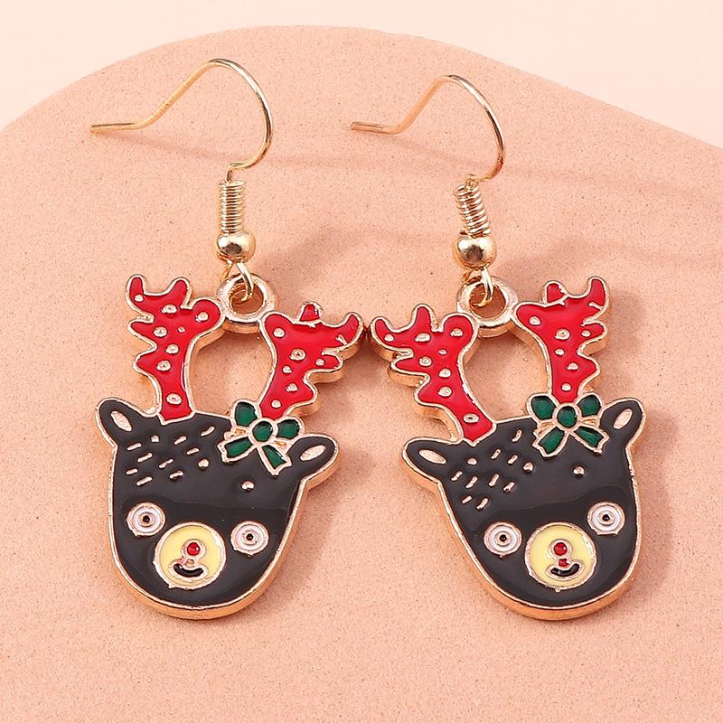 Fashion Merry Christmas Wreath Circle Hoop Earrings for Women Girls New  Party Festival Jewelry Gifts