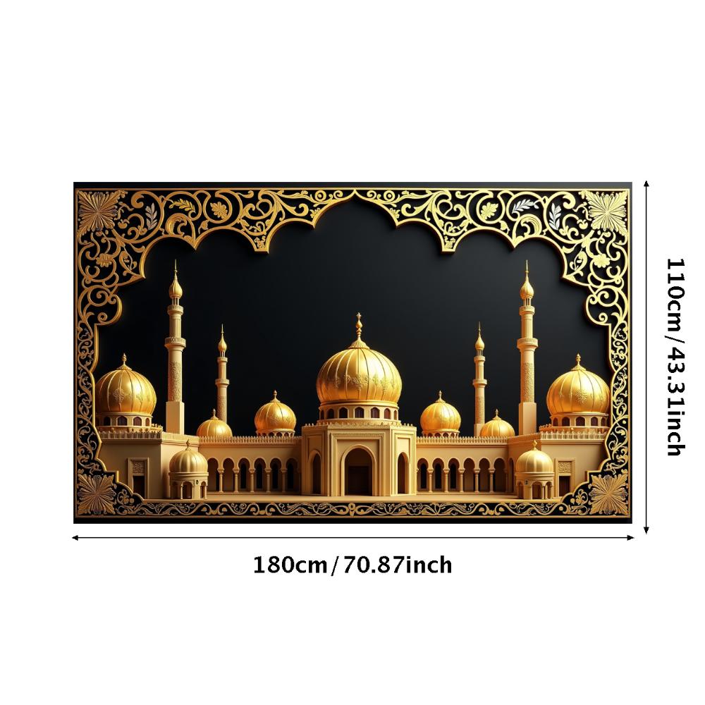Islamic Mosque Large Tapestry for Ramadan Eid Mubarak Prayer Backdrop Curtains Wall Hanging Decor Muslim Scenic Banner