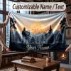 Mushroom Forest Theme Throw Blanket Custom Name Text Personalized Blanket Soft Cozy Blanket for Home Sofa Bed