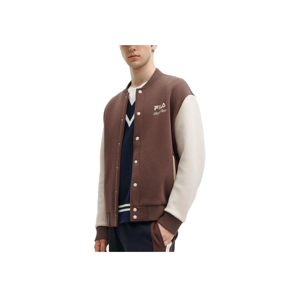Fila Color Block Casual Knit Baseball Jacket Men Jackets Brown F11M419501F-BN