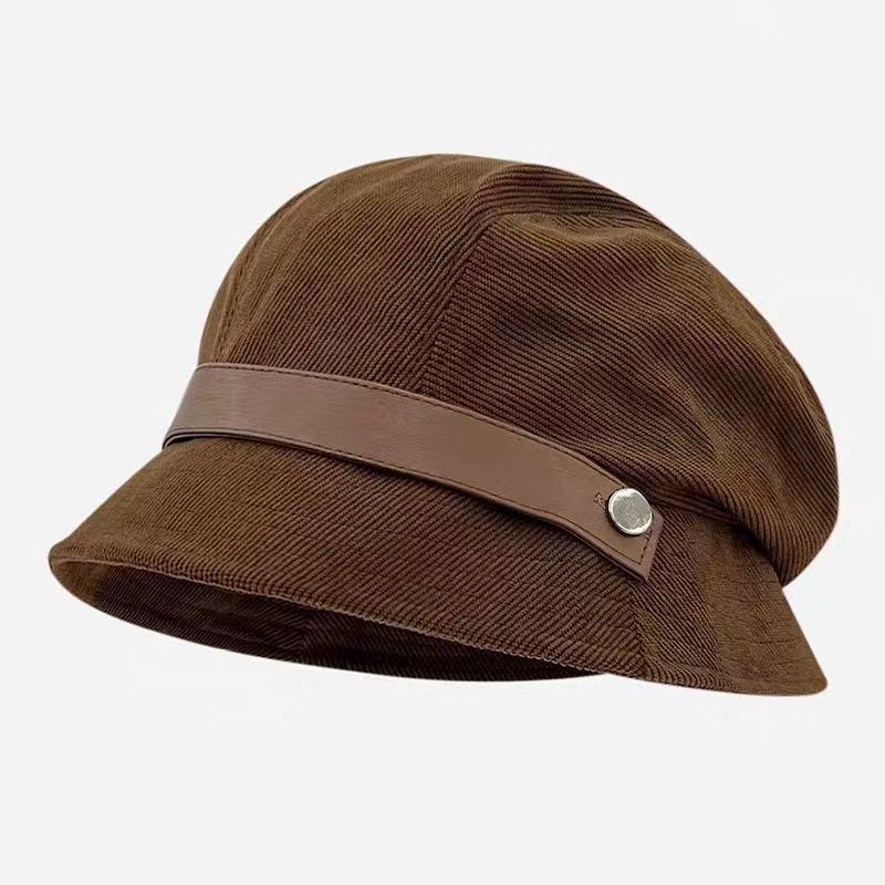 Pălărie Bucket din Catifea Cord pentru Femei Stil Coreean 2025 - Design Fisherman Toamnă/Iarnă