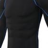 Men's High Elastic Compression Shirts Long Sleeves Sports Top for Athletic Workout Shirt Black and Blue Lines M