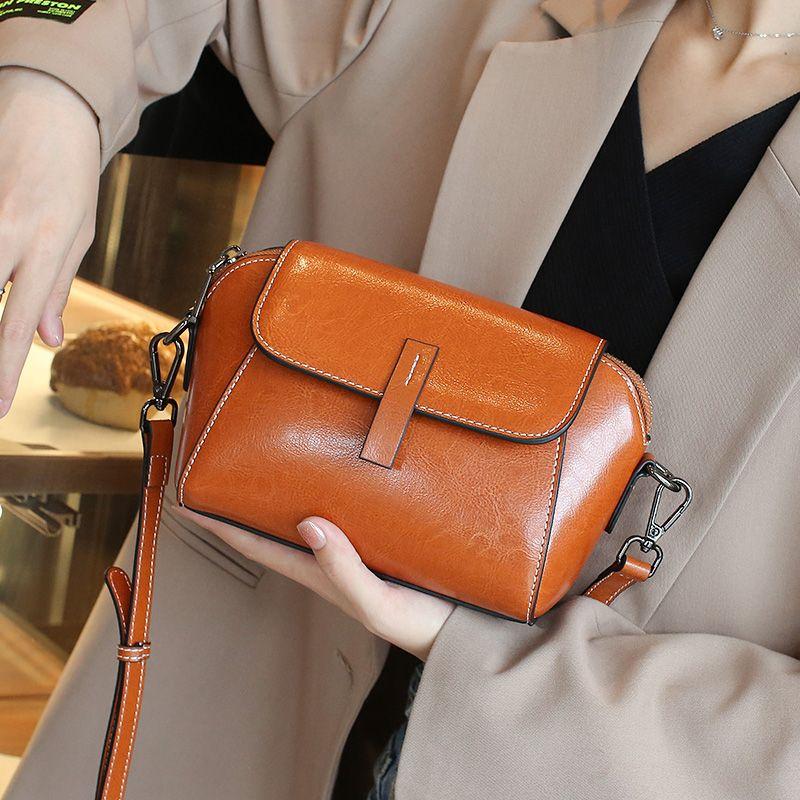 

Western Style Winter Niche Style Casual Leather Shoulder Women s Bag Caramel color