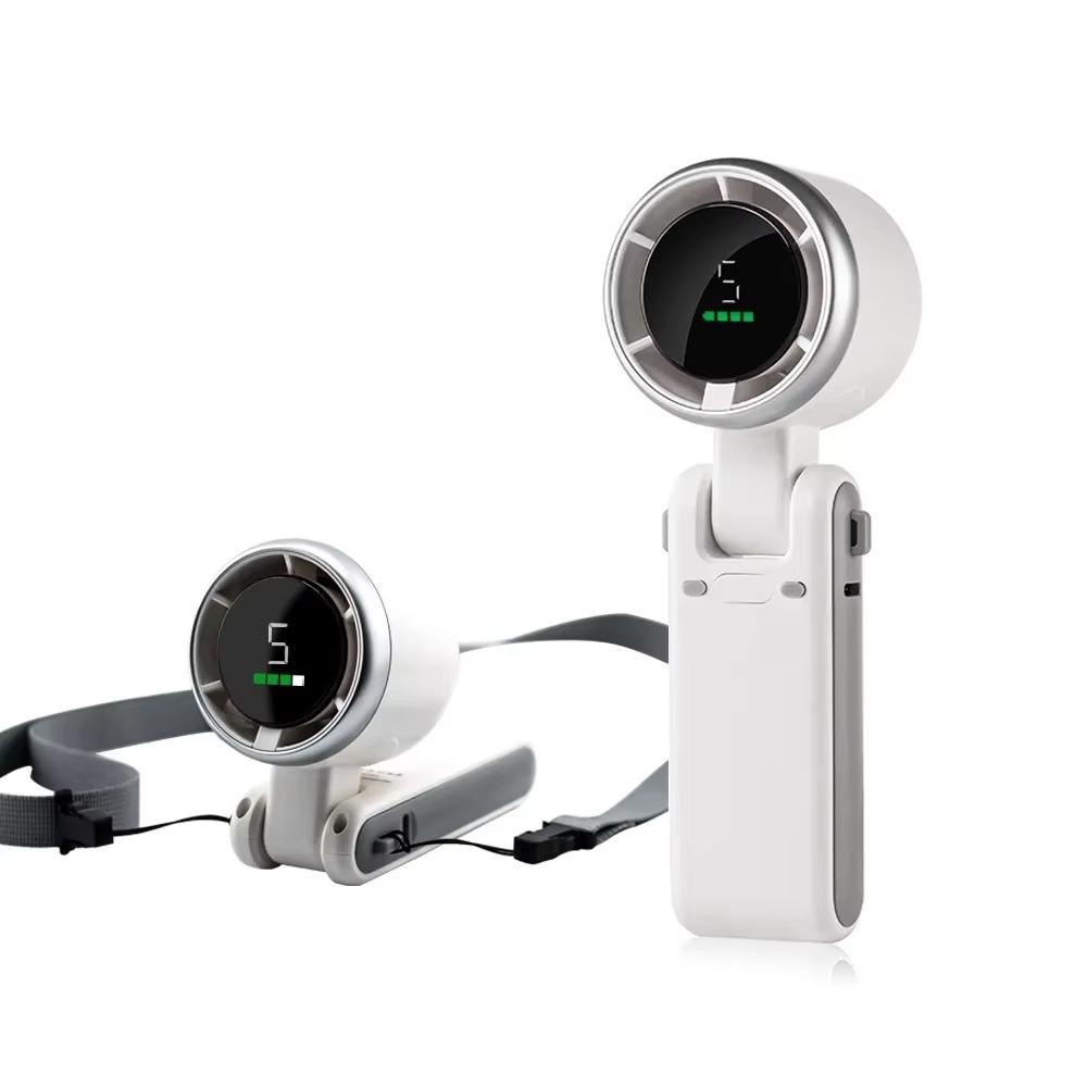 Portable Mini Handheld Fan - 5-speed Turbo Usb Rechargeable, Foldable Bladeless Pocket Fan With Large Battery For Outdoor/travel