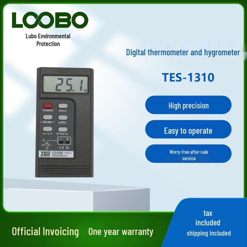 TES-131 High-Precision Digital Thermohygrometer with K-Type Thermocouple