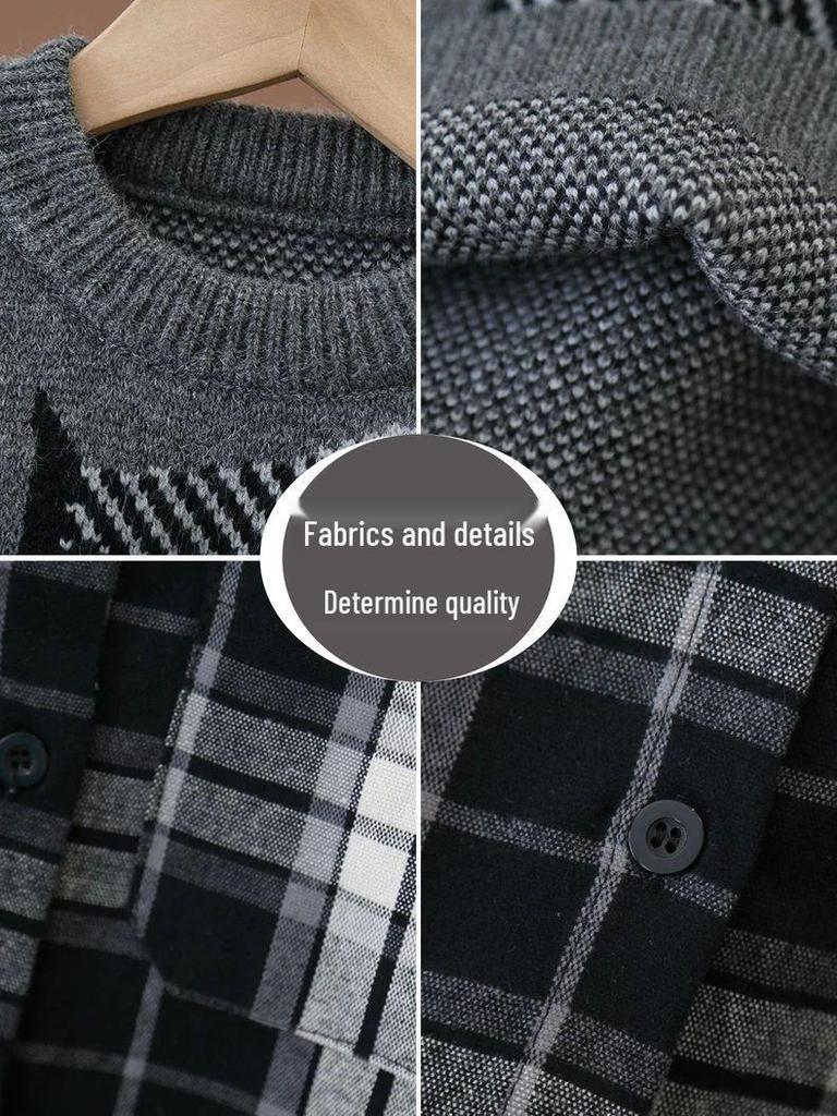 Boys' Trendy Fall 2025 Sweater Vest Outfit - Handsome 3-Piece Set for Spring & Autumn