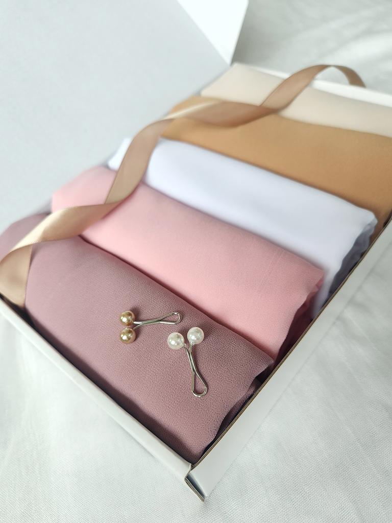 5PCS One Set Muslim Chiffon Hijab Scarf Women Long Solid Color Head Wrap For Women Hijabs Scarves Ladies Muslim Headscarf Gift