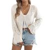 Women's Casual Color Openwork Lace-up Flared Sleeve Knitted Cardigan Top