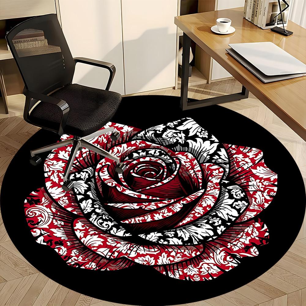 1pc Rose Pattern Chair Carpet for Office, Non-slip, Soft and Durable Office Rug for Decoration, Perfect for Office Yy260105048