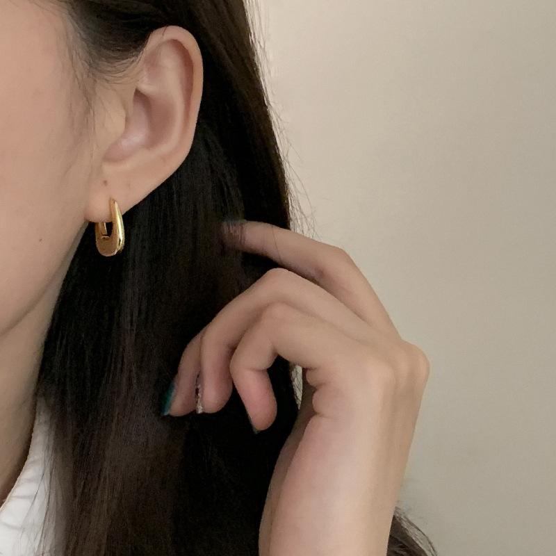 Elliptical Geometric Ear Clasps Female Temperament Simple Fashion Personality Hundreds of Senior Sense of Niche Earrings Studs Versatile Daily Wear