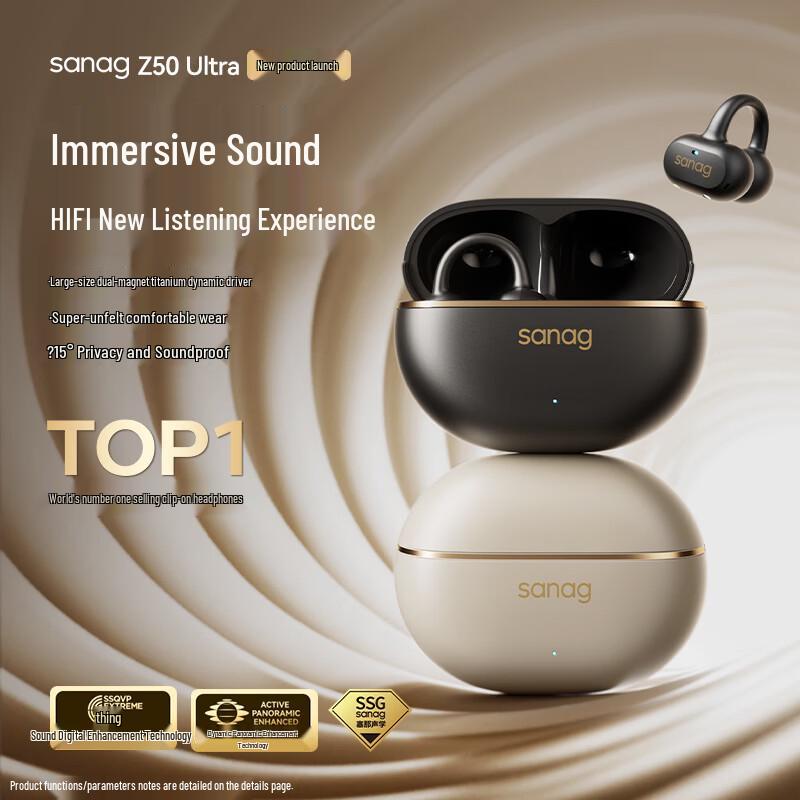SANAG Z50Ultra Open-Ear Clip-On Bluetooth Earbuds