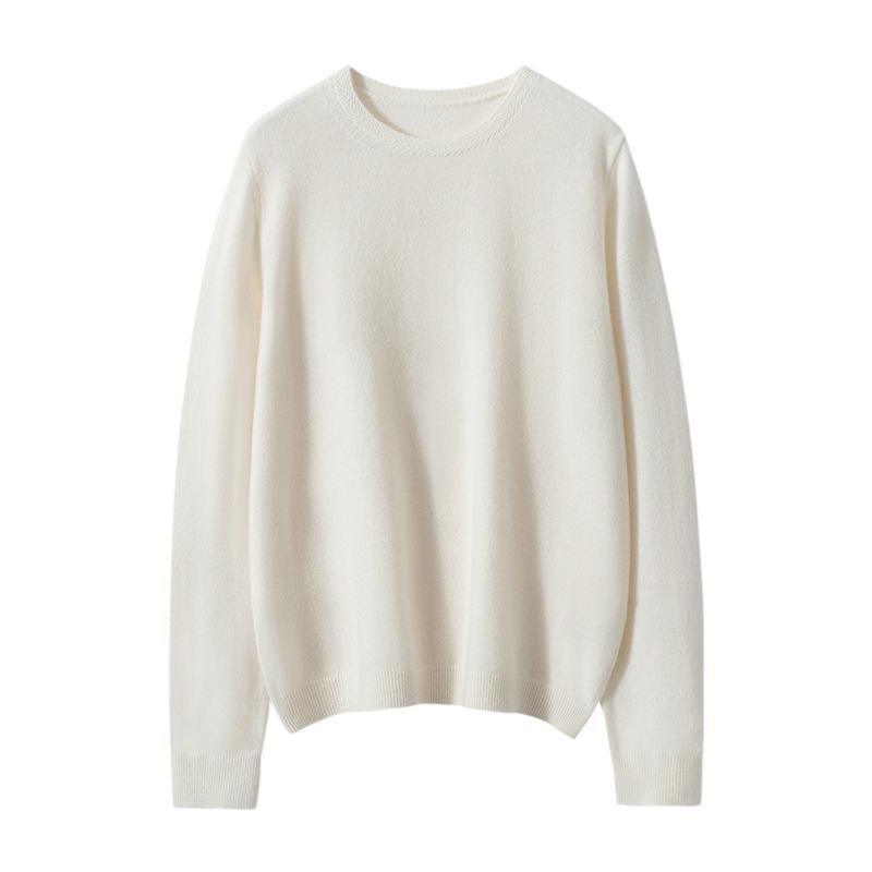 Women's Pure Cashmere Sweater - New Autumn/Winter Soft Loose Blue & White Porcelain Pattern Round Neck Pullover