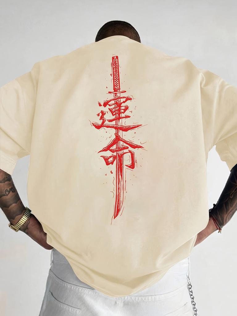 Japanese Samurai Sword Print 100 Cotton Trend Men Women Tshirt Summer Autumn Daily Outdoor Sports Party Casual Short Sleeve