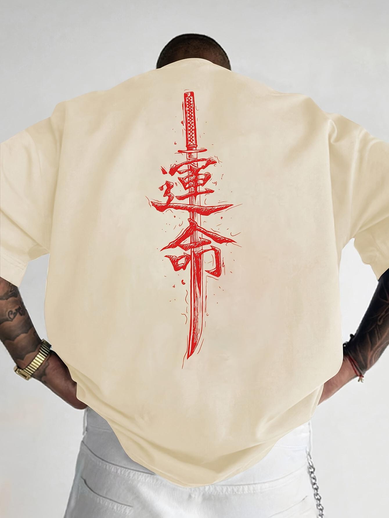 

Japanese Samurai Sword Print 100 Cotton Trend Men Women Tshirt Summer Autumn Daily Outdoor Sports Party Casual Short Sleeve M