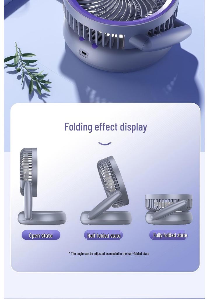 Compact Silent Night Light & Dual-Use Electric Fan - Portable Wall/Desktop Folding Design