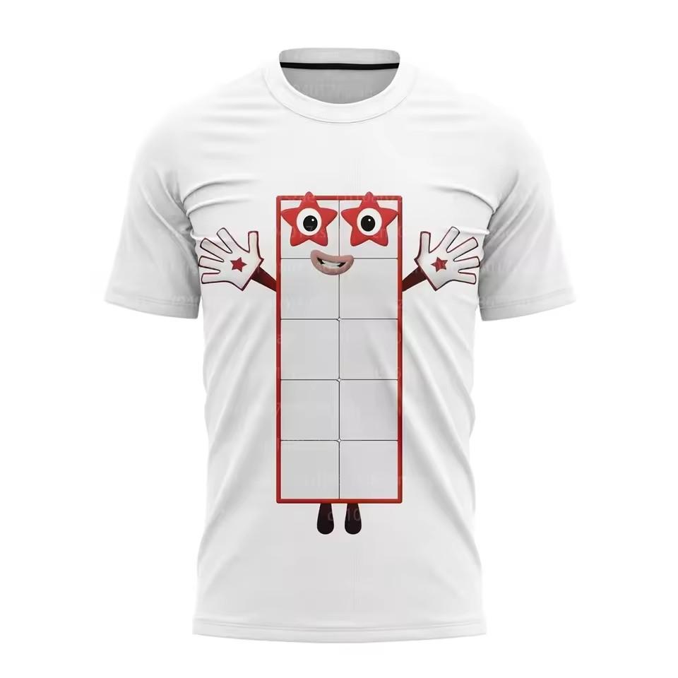 Cartoon Funny Number Block 3D Print T-shirt Summer Cute Couple Short Sleeve Tees Boys Girls Oversized Clothes