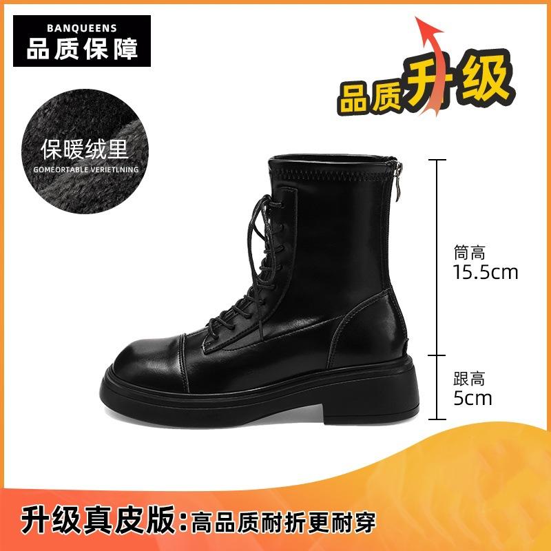 

Show small feet! Leather Martin boots women s 2025 new spring and autumn single boots British thick-soled small men look thin short boots women 35