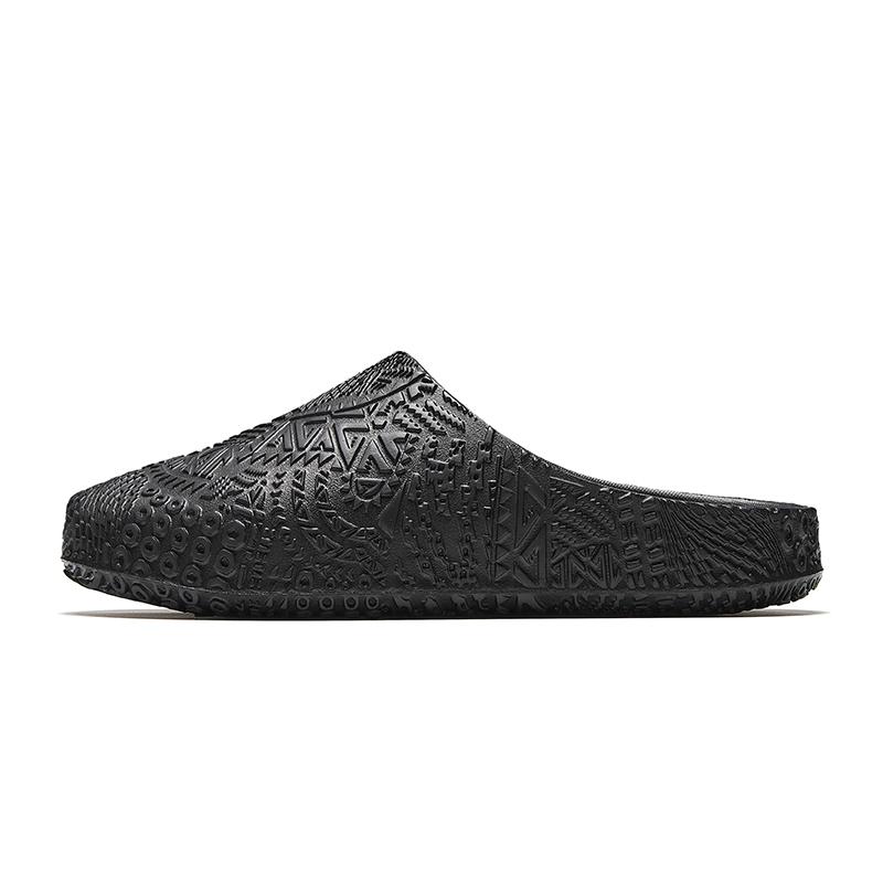 Anta Chinelo Hela Confortável Fashion Simples Antidesgaste Anti-Odor de Bico Fechado Chinelos Masculinos Preto 112531801-2