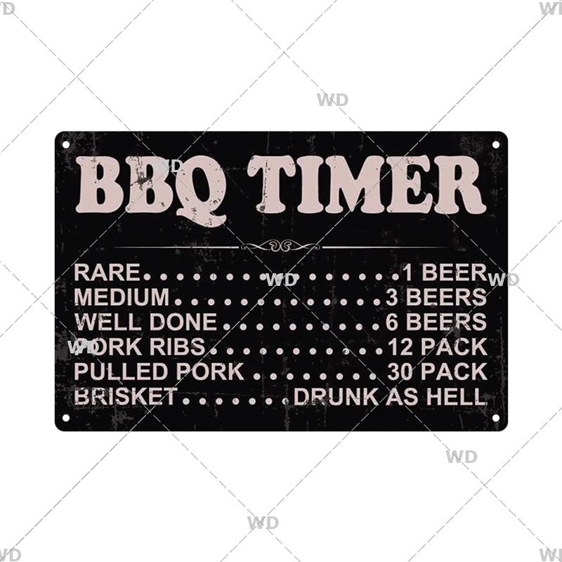 BBQ Vintage Tin Sign Plaque Barbecue Metal Plate Sign Wall Art Decoration Kitchen Man Cave Terrace Beach House Club Wall Decor