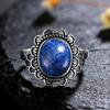 Thick CopperRings Customization,Star Sandstone CopperVintage Ring,Oval Starry Gem Floral Filigree Band for Women Jewelry Gift