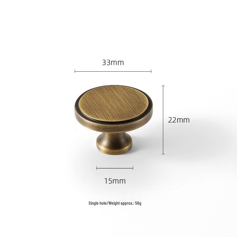 American Retro Brass Single-Hole Drawer Handle - French Vintage Style Pure Copper