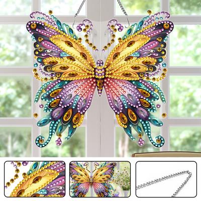 Acrylic Butterfly Single-Sided 5D DIY Diamond Painting Hanging Pendant Diamond Art Hanging Pendant Diamond Painting Dots Pendant