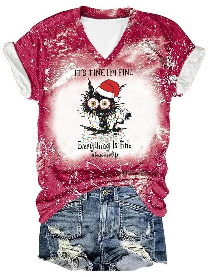 

Женский топ с 3D цифровой печатью на весну/лето, приталенный, удобный, футболка с V-образным вырезом с небрежными линиями и принтом кошки 3408 4XL