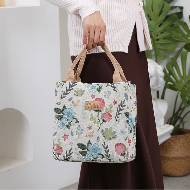 Vintage velká plátěná taška s květinovým vzorem