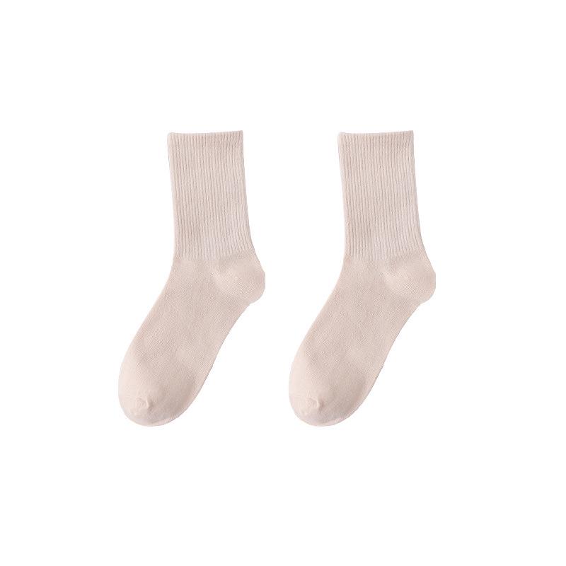 Bonbonfarbene Mid-Calf-Socken: Dünner Stil für Frühling, Sommer & Herbst, Unisex Kniehohe Baumwollsocken, Trendiger Paar-Look Reiner Schwarzer Slouch-Stil.