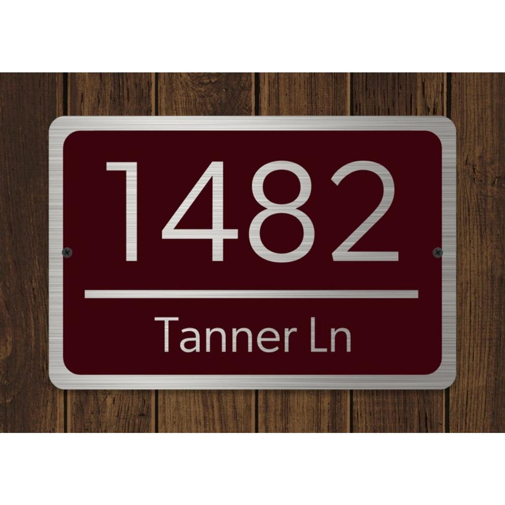 12x8in Custom House Number Sign Brushed Aluminum Address Plaque Housewarming Gift