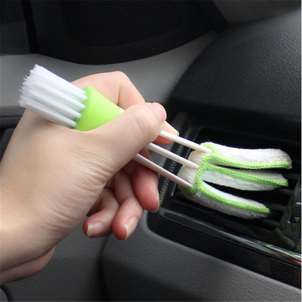 Multifunction Car Air Vent Cleaner Mini Double-end Micro Fiber Vent Duster Removable Cloth Cover Portable Cleaning Brush For Car