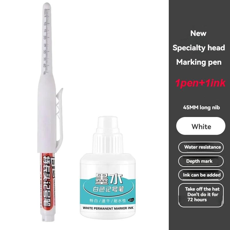 45mm Tip Waterproof Long Head Marker Pen set Quick-Dry Ink for Woodworking Construction Deep Hole Non-Toxic Black Red Blue White