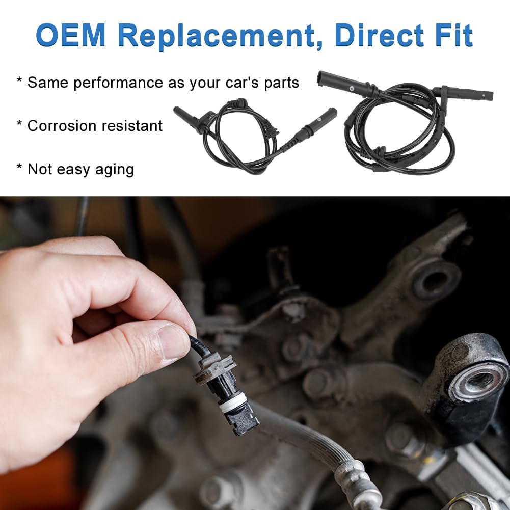 4 Pcs ABS Wheel Speed Sensors Compatible with BMW X5 X6 2008 2009 2010 2011 2012 2013 2014 2015 2016 2017 2018, Front and Rear abs Sensors,