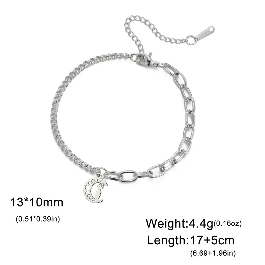 LIKGREAT Classic Crescent Triple Moon Goddess Bracelets Stainless Steel Wicca Hecate Fertility Amulet Jewelry Lucky Women Gifts