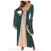 Women's Plus Size Dress Flared Sleeves Retro Long Gold Velvet Dress