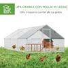 Garden Chicken Coop with Galvanized Frame, Waterproof Cover and Hexagonal Netting, 3x6x2m, Silver
