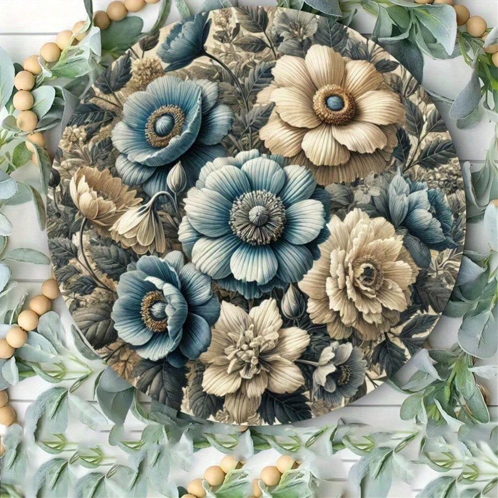 

Vintage Floral Metal Wall Sign 8x8 Inch Round Botanical Plaque Home Decor 20x20 різнокольоровий