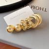 Exaggerated Temperament Acrylic C-shaped Earrings 6-piece Set Temperature Personality Hoop Earring High-end Fashion Zircon