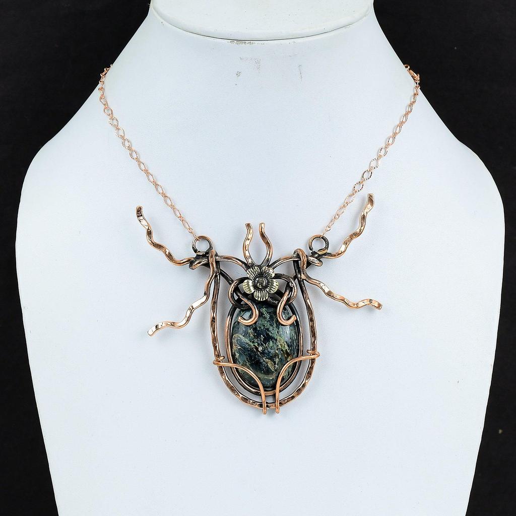 Kyanite Necklace Copper Wire Wrapped Necklace Adjustable Necklace Handmade Copper Jewelry Gemstone Necklace Designer Jewelry Engagement Gift