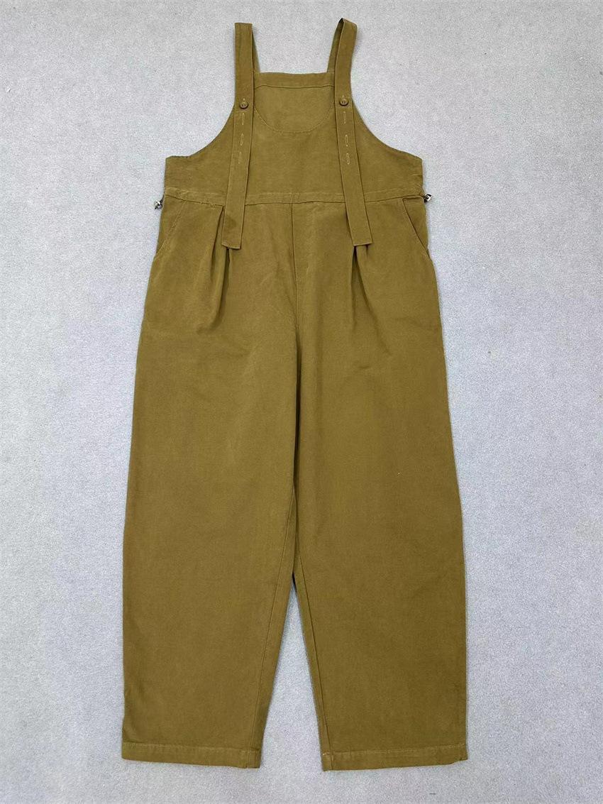 

Johnature Ретро-боди-карго с нагрудником, женские осенние повседневные удобные свободные прямые безрукавные простые комбинезоны One Size дубильная кора