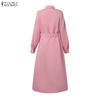 ZANZEA Women Turn Down Collar Casual Long Sleeve Loose Shirt Dress