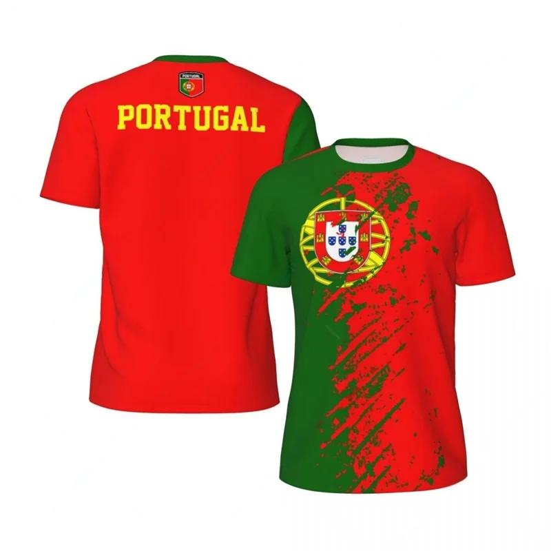 PORTUGALIJOS Vėliava 3D Spausdinimo Sportinė Greitai Džiūstanti Kvėpuojanti Vyriška Moteriška Marškinėliai Lauko Futbolo Džersis Komandos Klubo Trumpomis Rankovėmis Viršutinė Apranga