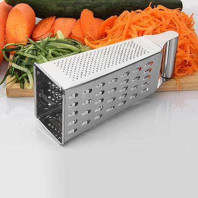 Aço inoxidável 4 lâminas laterais caixa doméstica ralador recipiente multiuso cortador de vegetais utensílios de cozinha manual fatiador de queijo
