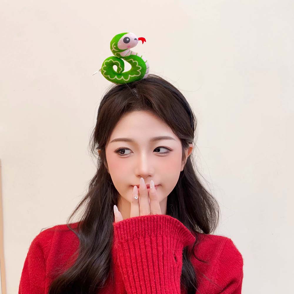 Headwear Plush Snake Headband Korean Style New Year Hair Hoop Plush Snake Hairband Photo Props