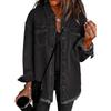 Frayed Edge Denim Loose Casual Long Sleeve Shirt Outerwear