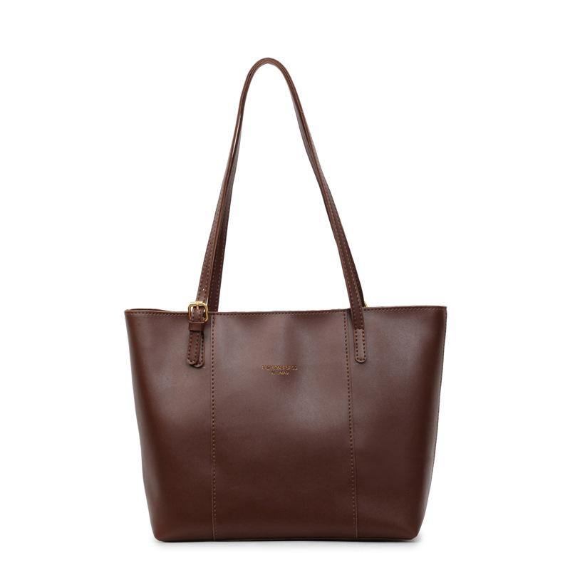 

Premium sense simple tote bag new fashion shoulder bag commuter casual versatile large capacity retro bag темно-коричневого