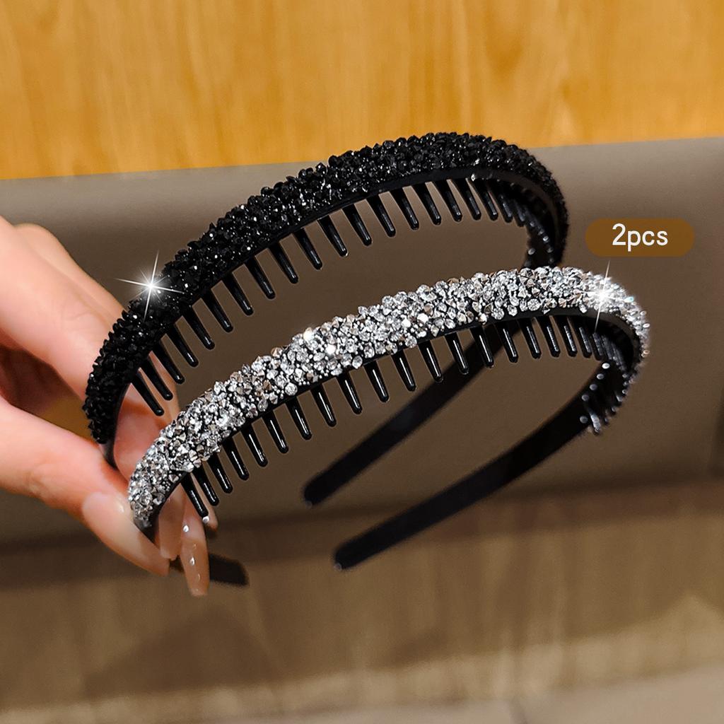 2 Korean Style Rhinestones with Teeth Anti Slip Headband Fashionable Hair Accessories Suitable for Daily Use
