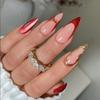Hot-Selling French Red Almond Press-On Nails: Stylish Wearable Beauty False Tips