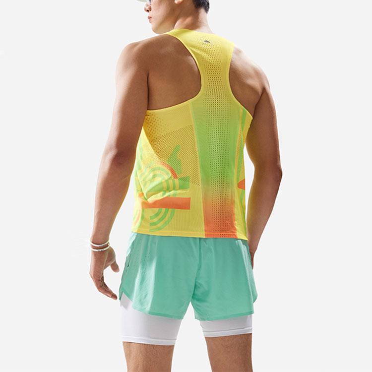 Li Ning Running Series Quick-Dry Breathable Color-Block Round Neck Vest Men Tops AAYU009-4
